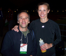 My athlete Mike Abrahams and I - Mike had come to compete in the 1500m. I had just won the 800m and was waiting to collect my medal